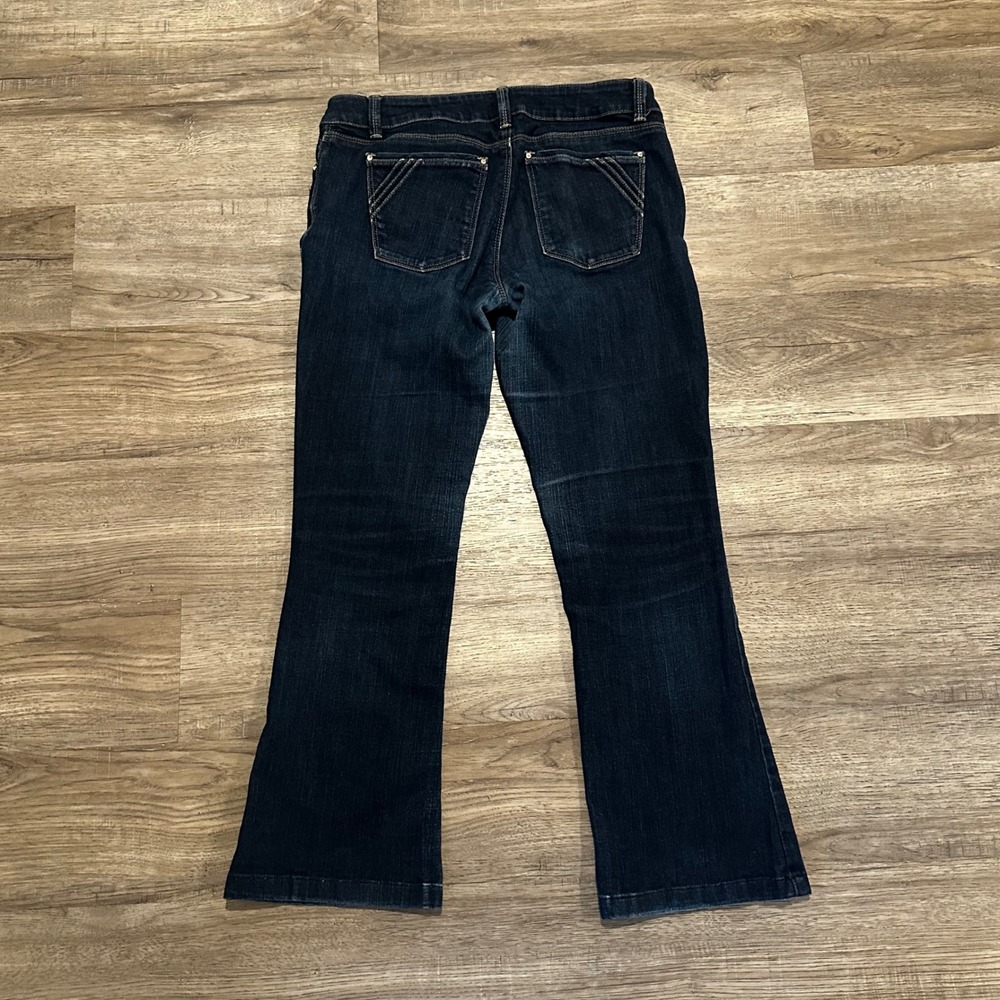 White House Black Market Skinny Flare Jeans Dark Indigo Wash Sz 4S Short Petite - Picture 2 of 10